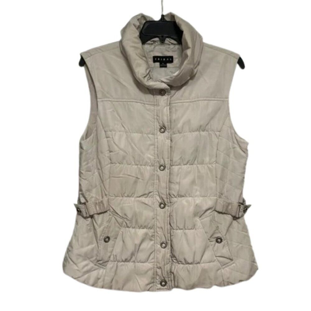 Tribal Women's Beige Puffer Vest Jacket MEDIUM